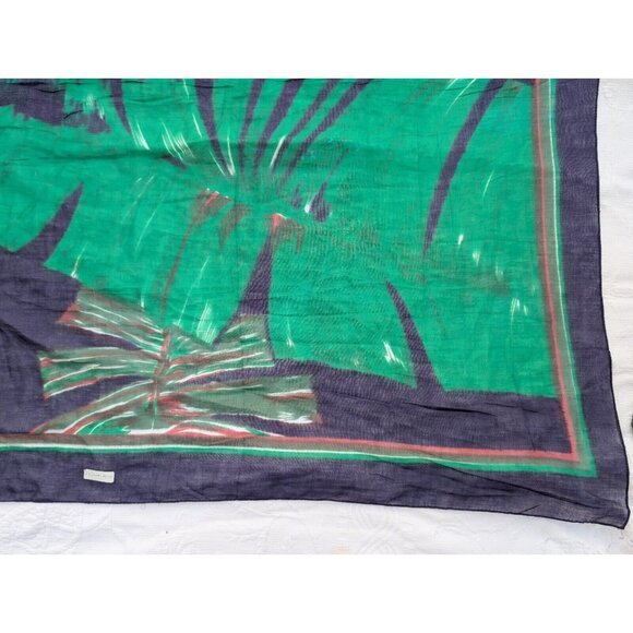 XL Toucan Palm Tree Sheer Scarf 48.5" X 68.5"  Designer Style Tropical READ FLAW - Picture 15 of 16